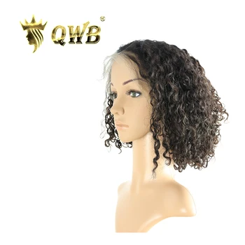 

QWB Free Shipping Jerry Curly 13X5 Free Parted Virgin Hair Lace Front Bob Wigs 8''~12''Pre-Plucked With Baby Hair
