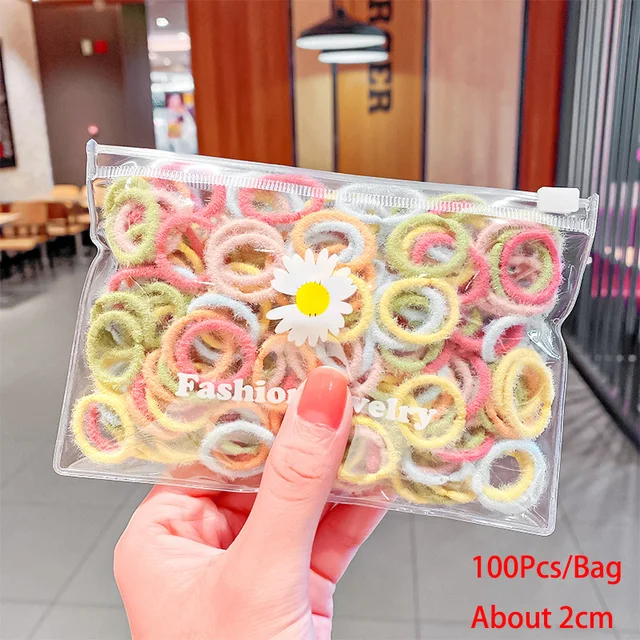 50/100/200 Pcs/Bag Children Cute Candy Cartoon Solid Elastic Hair Bands Girls Lovely Srunchies Rubber Bands Kid Hair Accessories Mix-6-100 Pcs
