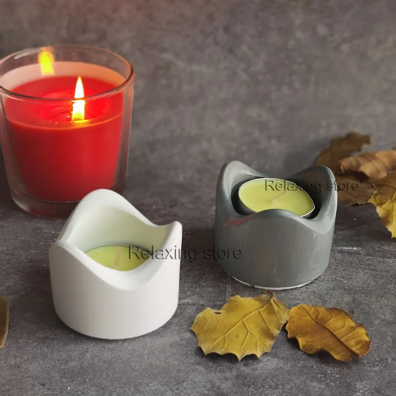 Mini Round Cement Clay Candle Holder Concrete Candlestick Silicone Mold Irregular Plaster Candle Cup Container Epoxy Resin Mould