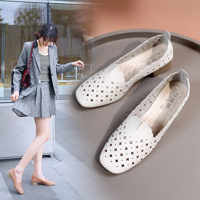 Women Fisherman Shoes Summer Loafers Shoes Low Heel Shoes Horseshoe Heel Shoes Shoes Women Sasual Shoes Popular Openwork shoes