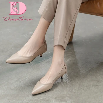 

Doratasia 2020 New Fashion Big Size 42 Genuine Cow Leather Shoes Woman Pumps Slip On Pointed Toe Office Lady Pumps Women Shoes