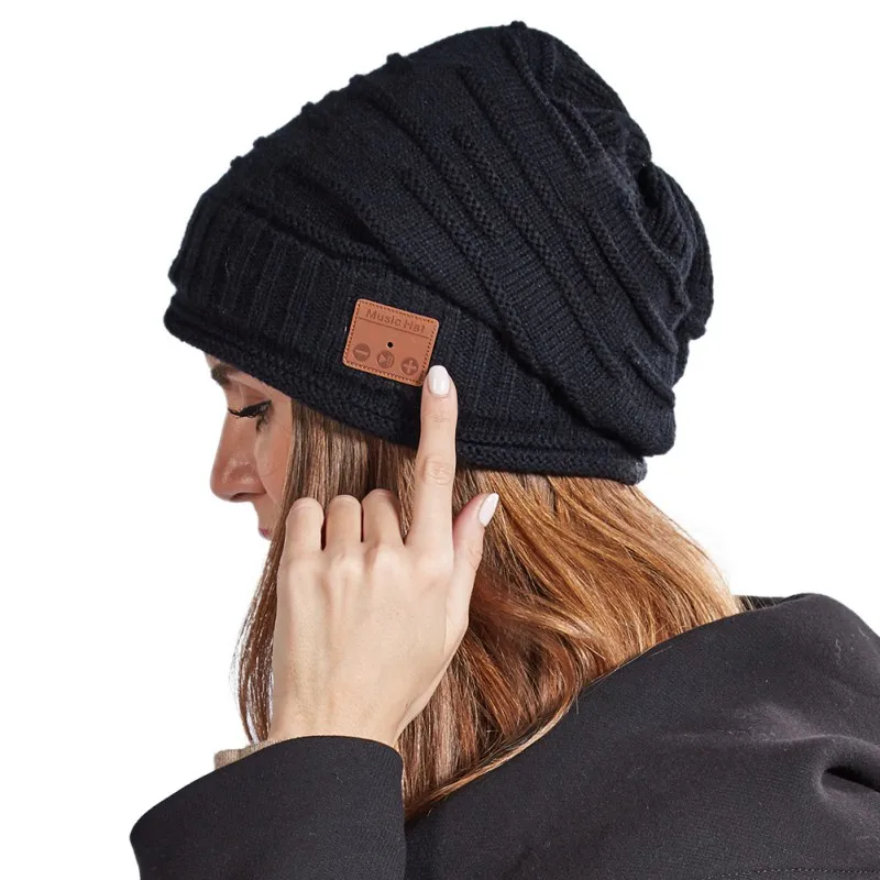 Вязаная шапка для Bluetooth V5.0 bluetooth-стереонаушники наушники гарнитура зимняя ветрозащитная термошапка головной убор