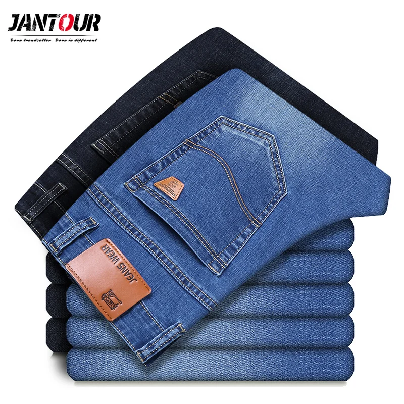 

Jantour Brand 2022 New Men's Jeans Classic High Quality Fashion Business Casual Straight Pants Trousers Hommes Large Size 35 40