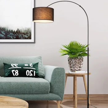 

Nordic floor lamp bedroom living room creative modern minimalist LED bedside long arm fishing study black floor lamp