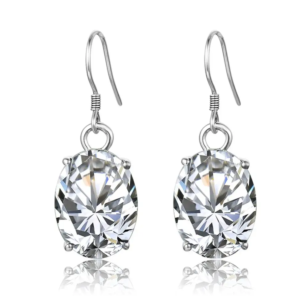 

Szjinao Silver Earrings For Women Real 925 Sterling Silver Shiny Egg Gemstone Diamond Dangling Earrings Handmade Fashion Jewelry