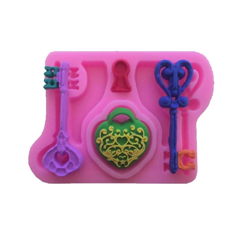 

1PC Key modeling fudge silicone mold chocolate mold Stocked cake decoration tool DIY cooking lock silicone love shape epoxy clay