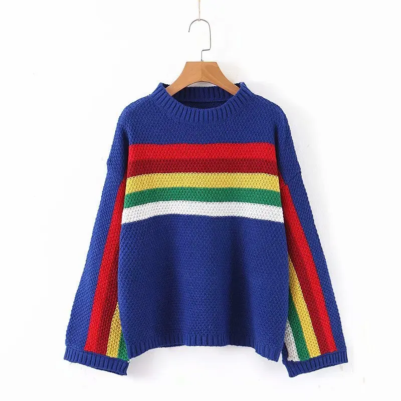 

New arrival XL39-2046 European and American fashion color matching sweater