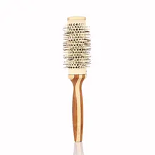 Алюминиевые трубчатые расчески для завивки волос, гребень с цилиндрической щетиной, расчески с деревянной расчески на ручке, инструмент для моделирования волос, Прямая поставка