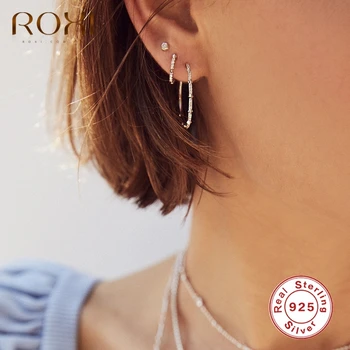 

ROXI Fashion Small Rivets Zircon Crystals Hoop Earrings for Women Girls Romantic Wedding Earrings 925 Sterling Silver Orecchini