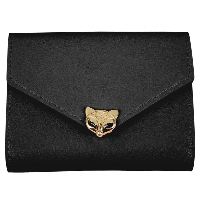 

1x PU leather lady short paragraph mini simple metal fox buckle wallet small wallet 11 * 9 * 1.5cm