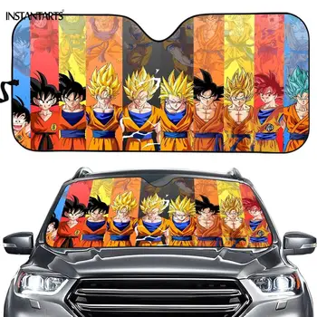 

INSTANTARTS 3D Cartoon Dragon Ball Super Z Printed Front Window Sunshade Summer Windscreen Protector Sun Shade Visor Windshield