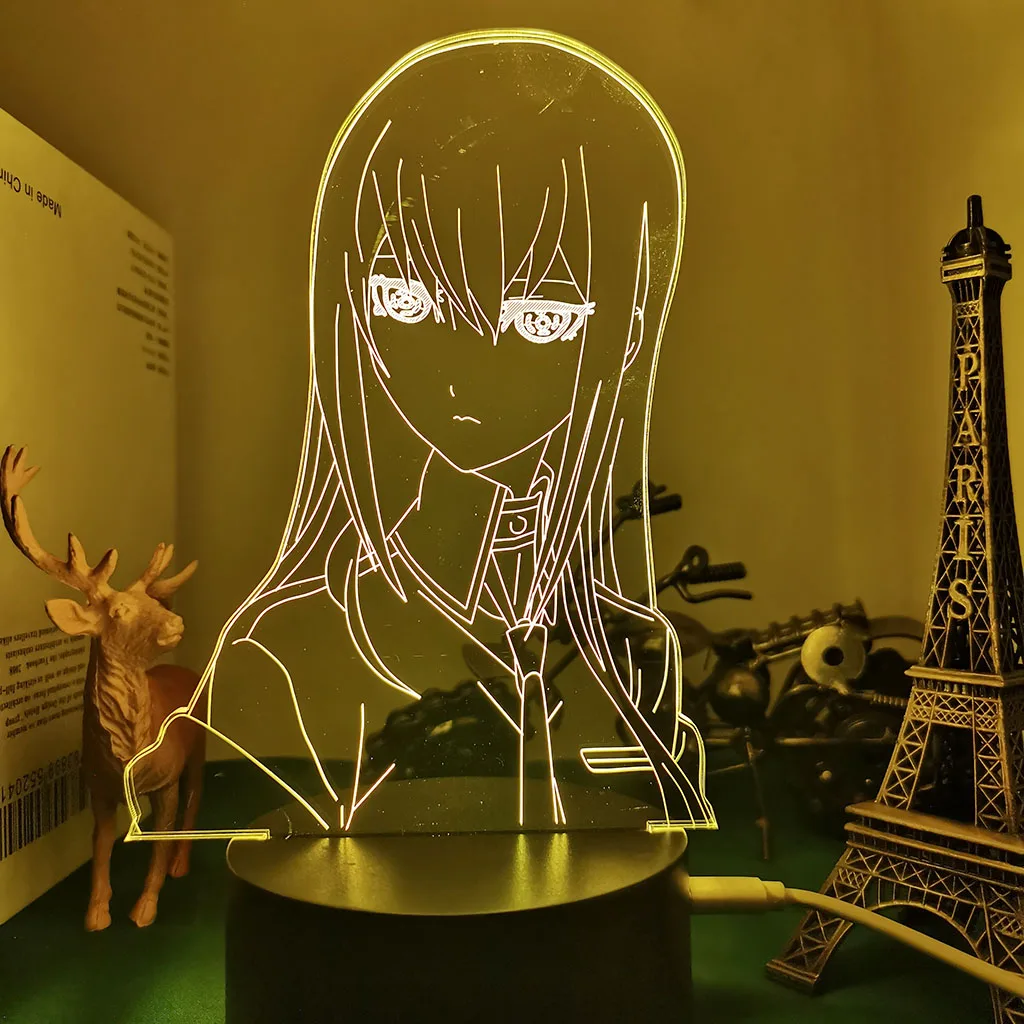 moon night light Anime Steins Gate Led Light Kurisu Makise Figure Table Lamp for Kids Bedroom Decor Birthday Gift Steins Gate Manga Led Lamp 3d night light