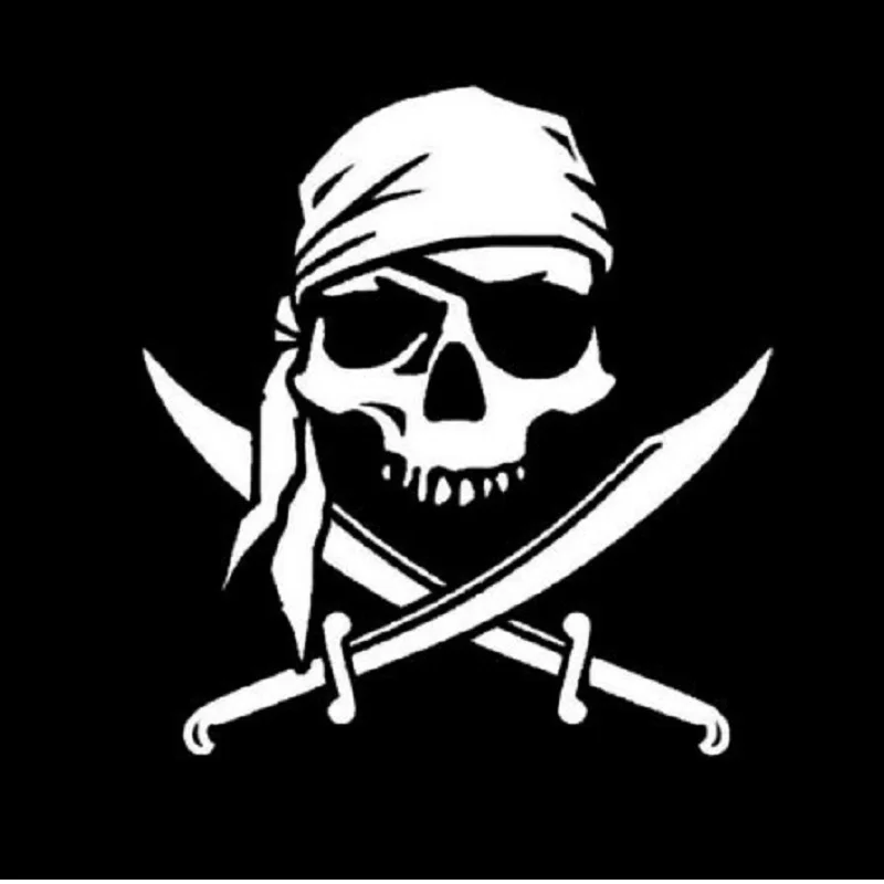 

Pirate Skull Personalized Custom Car Stickers Stylish Motorcycle Vinyl Decals Black/Silver