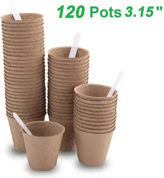 

120Pcs 3.15" Plantable Paper Pots for Seedlings & Seed Plant Starter Nursery Pots,Organic Biodegradable Pots gardening supplies
