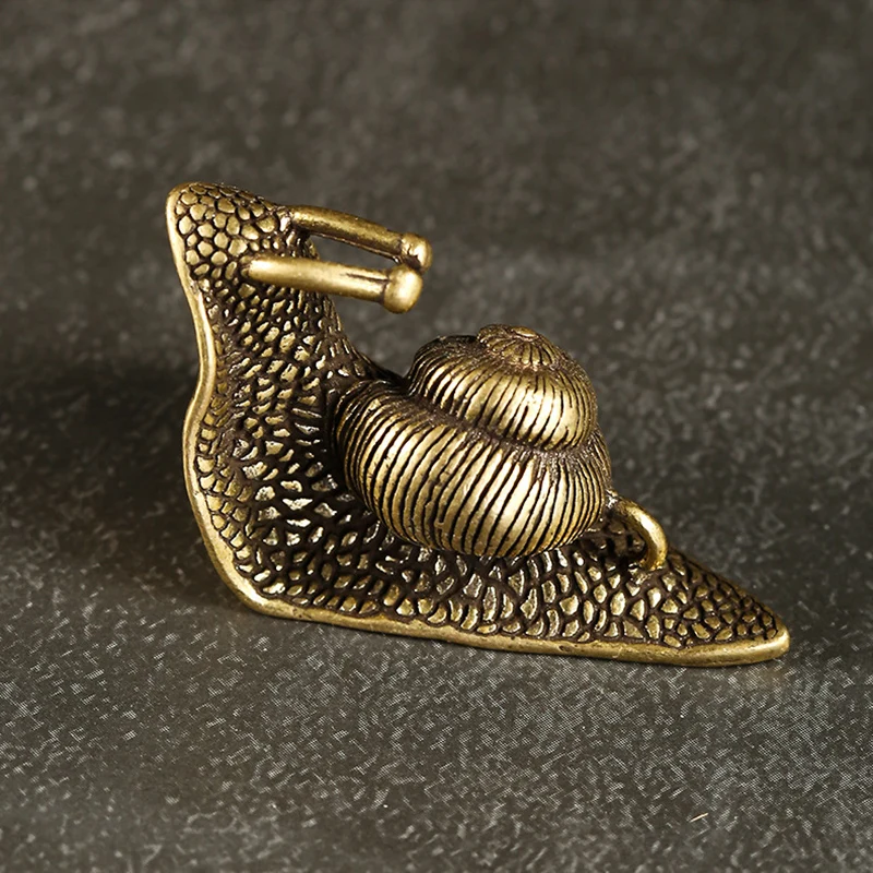 Vintage Brass Mini Snail Keychain Pendant (9)