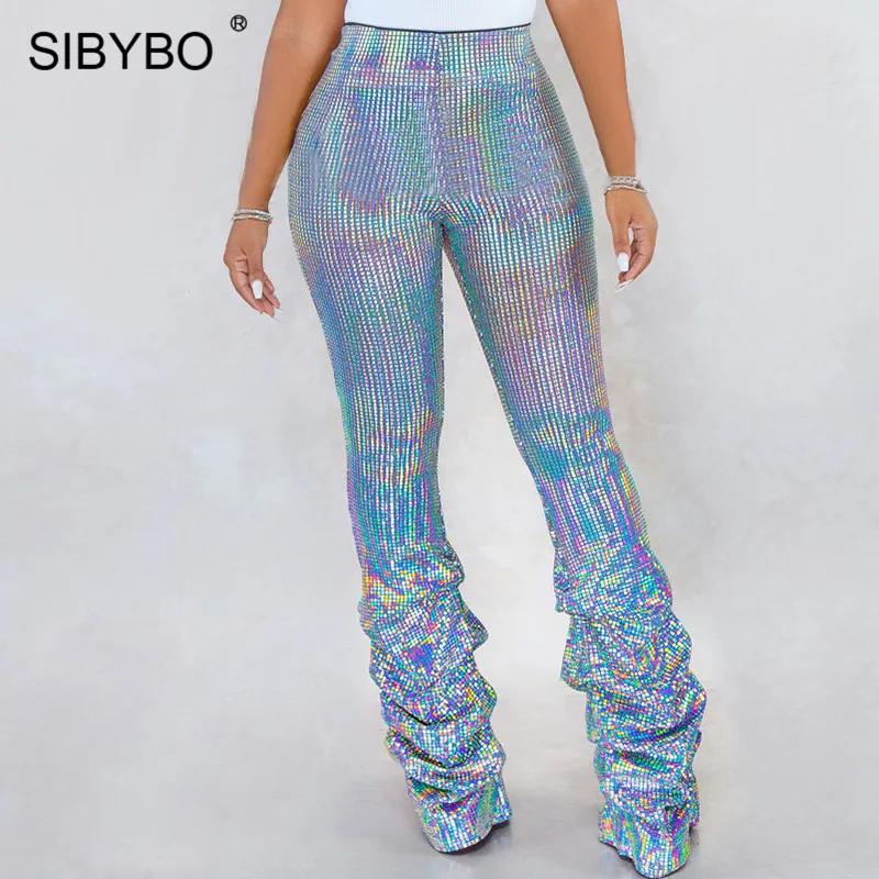 

SIBYBO Colorful Dot Print High Waist Pants Women Pleated Boot Cut Autumn Casual Women Trousers Streetwear Hip Hop Pants Ladies