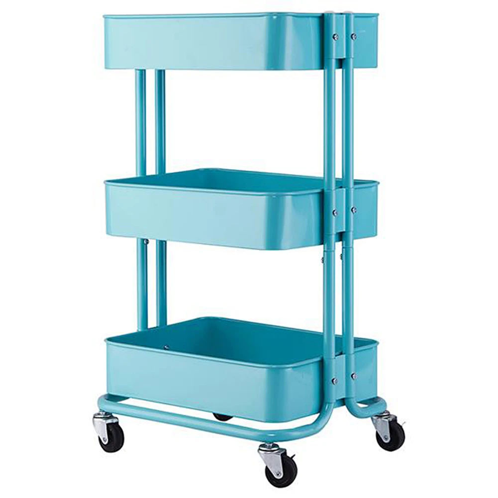  3-Tier Home Cart Kitchen Storage Utility Cart Shelves Multifunction Trolley Service Cart with 4 Swi - 4000129162449