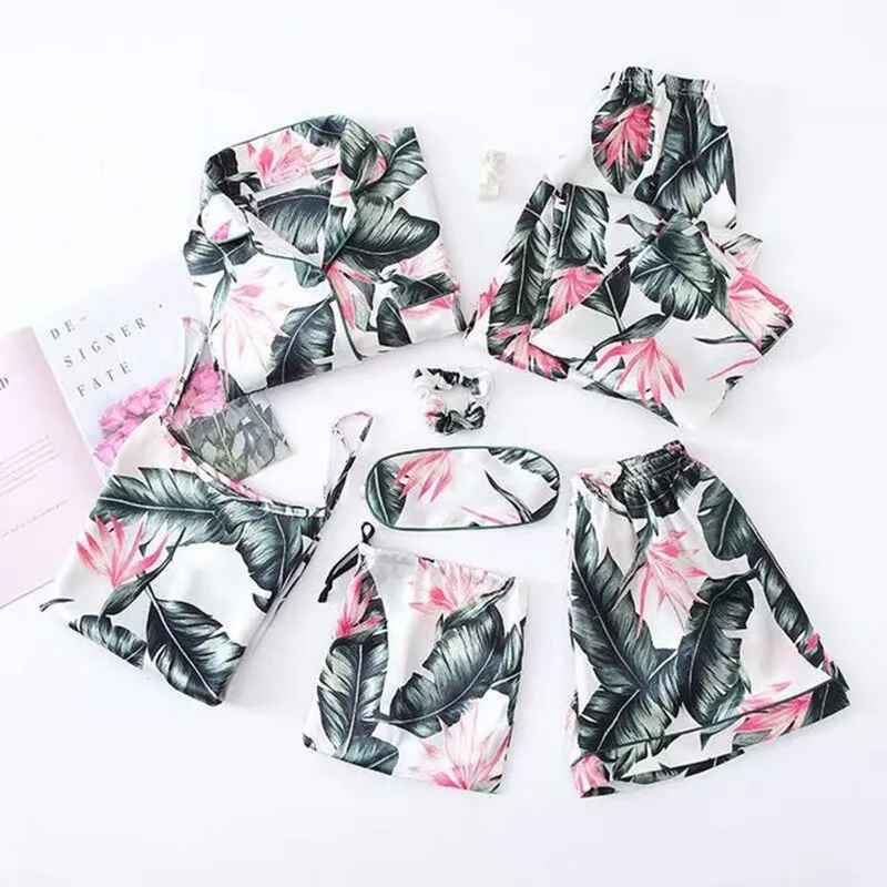 

Pajamas Set Women Summer Sexy Flower Pyjamas Sexy Female Long Sleeve Shirt Pants Handwork Stitch Lingerie Striped Mom Sleepwear