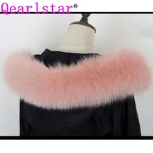 Qearlstar натуральный воротник из лисьего меха для женщин, зимние куртки, свитера, меховые шарфы, розовая шаль из лисьего меха 70 см Z318