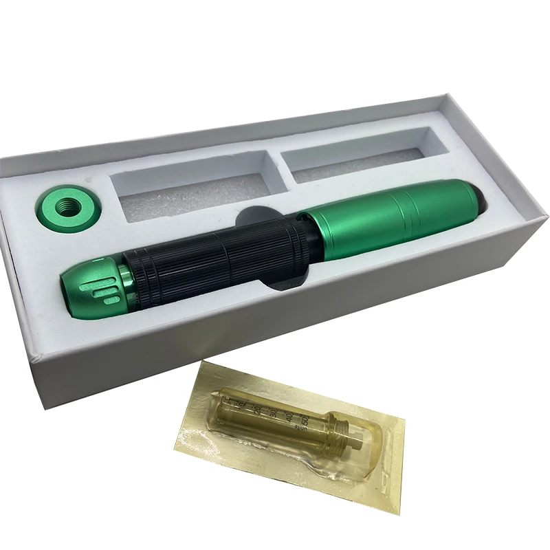 New 3-speed Hyaluronic Acid Pen 0.3ml&0.5ml Injection Gun 2 In 1 Green Beauty Pen Can Used to Remove Wrinkles, Lift Lips