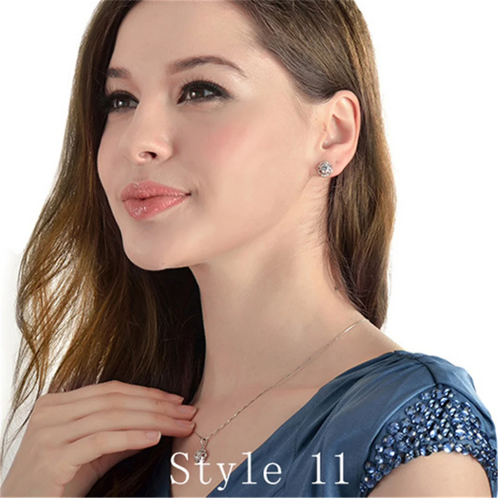 925 Sterling Silver Earrings Stud for Women Solid Silver Jewelry Earrings Bling CZ Zircon Stone Stud Brincos Bridal Wedding
