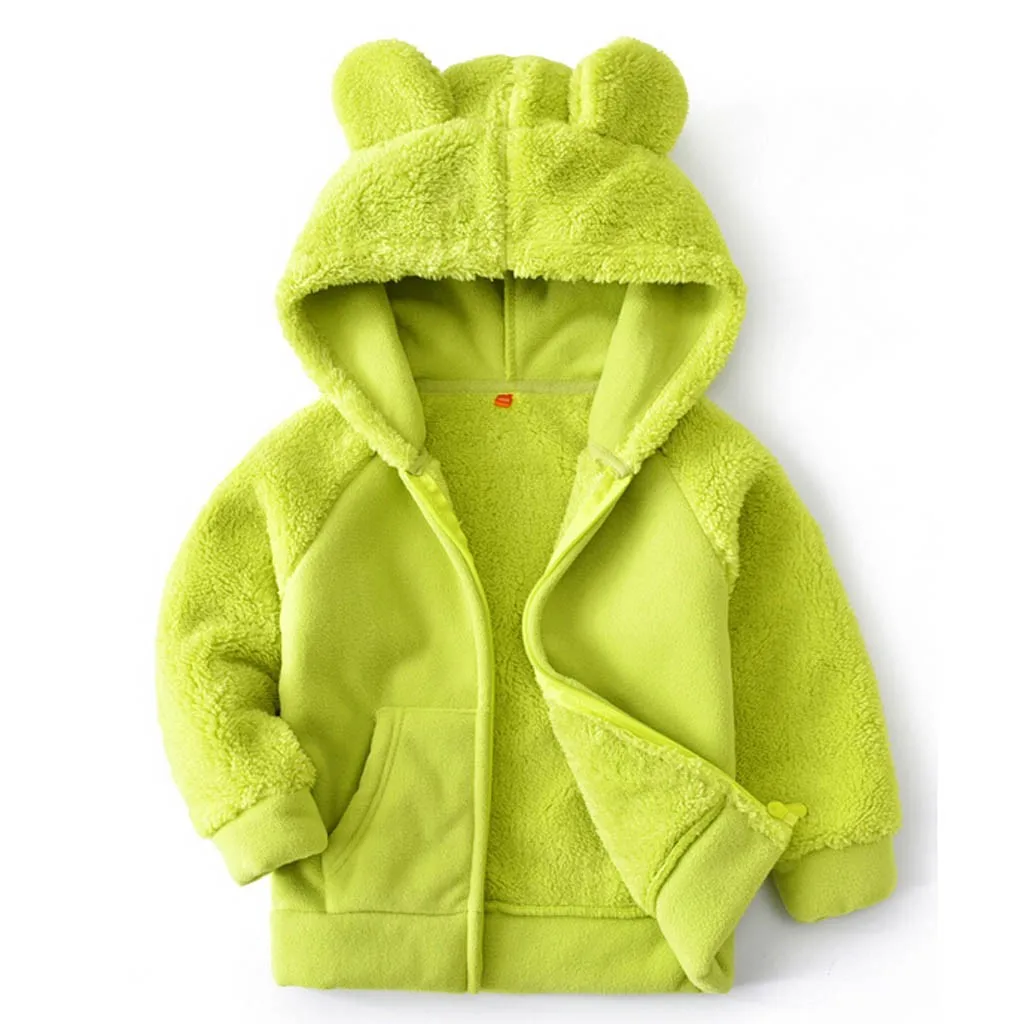 Детское зимнее пальто для девочек; детские куртки для мальчиков; пуховое пальто из искусственного меха с капюшоном и плюшевой строчкой; пальто; однотонная теплая ветровка; верхняя одежда
