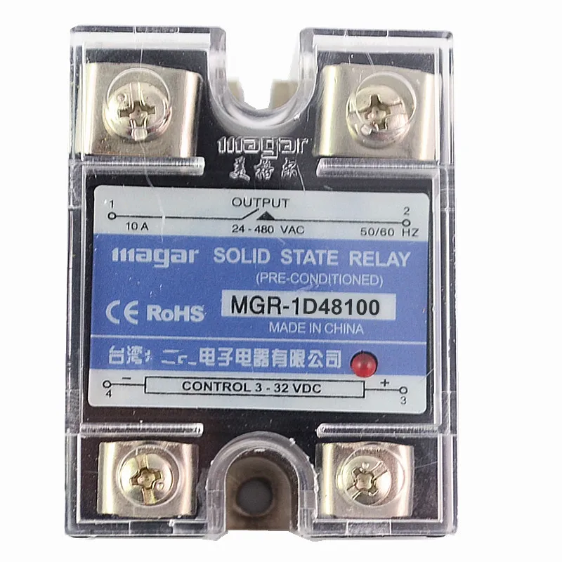 

Твердотельное реле MGR-100A DA DC-AC, вход 3-32 В постоянного тока, выход 24-480 В переменного тока, 1 шт.
