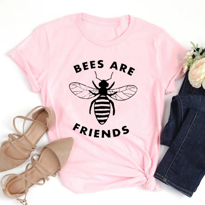 Bees Are Friends, футболка, уличная одежда, хипстер, женская футболка, для девочек, трендовая, защищающая от опыления, рубашки, хлопок, Tumblr, топы, Прямая поставка