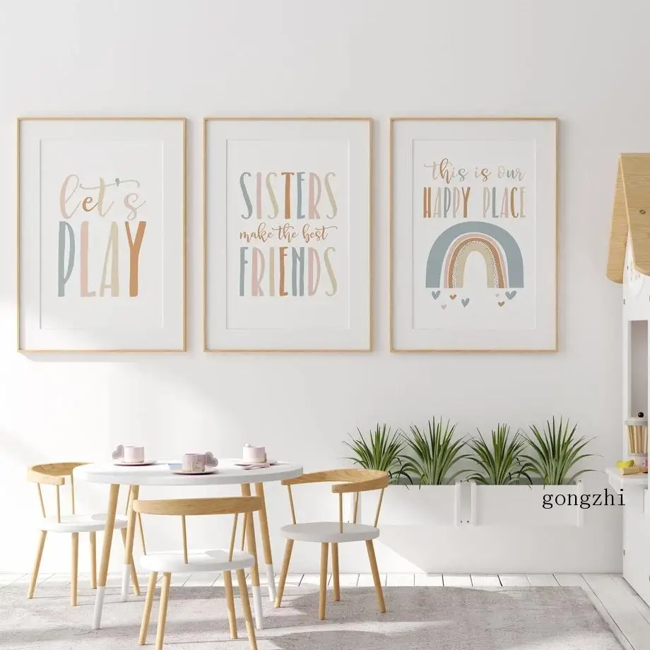 

Cartoon Rainbow Nordic Poster Colorful Letter Canvas Painting and Prints Nursery Wall Art Pictures for Baby Kids Room Home Decor