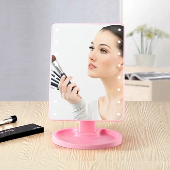 

Touch Screen Makeup Mirror LED Makeup Mirror USB Vanity Mirror Desktop Portable Storage Makeup Mirror For Batteries Use