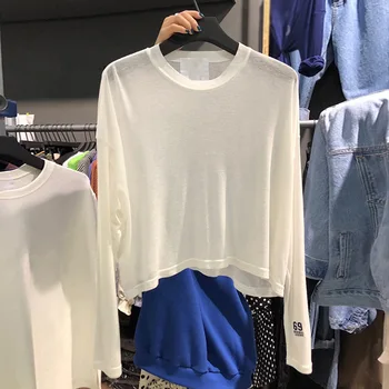 

Now from South Korea Dongdaemun 2020 Summer New Style Simplicity with Numbers Printed Crew Neck Thin Micro Penetration Loose T-s