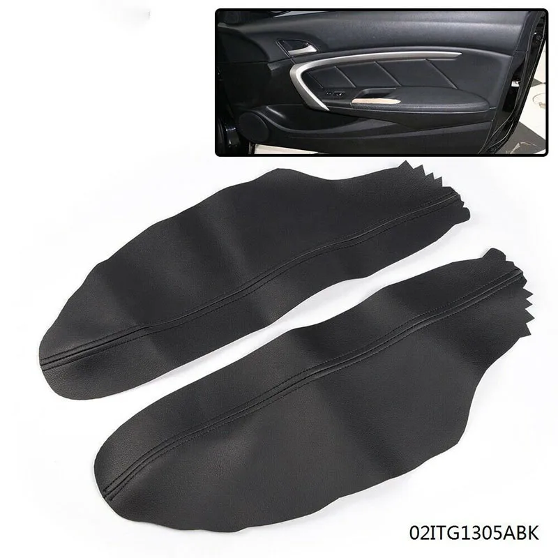 2*Black Leather Front Door Panels Armrest Cover For Honda ACCORD Coupe 2008-2012 Brand New And High Quality