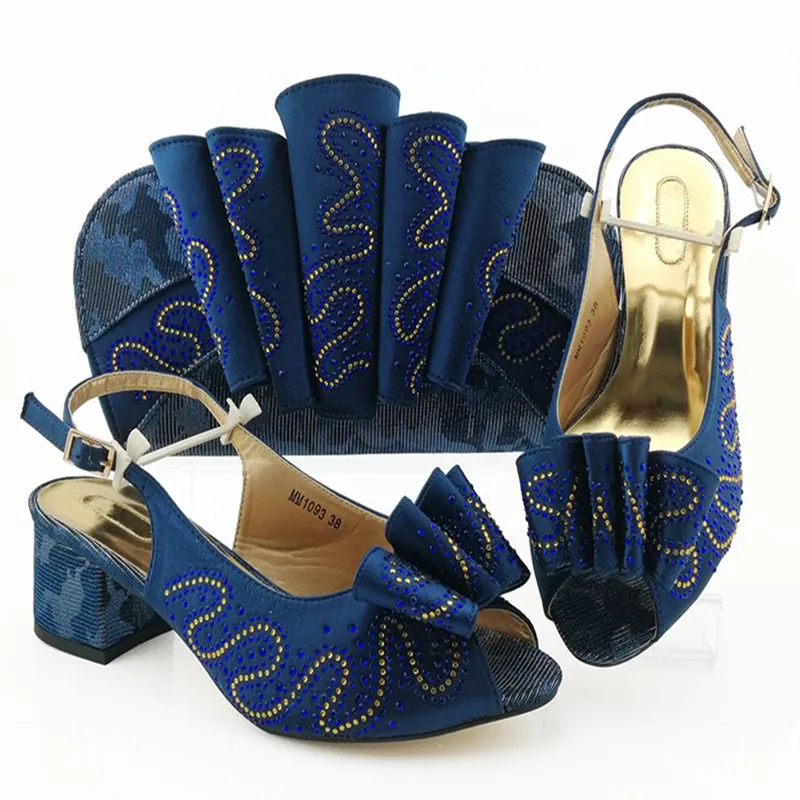 

2019 New Arrival Italian Design Shoes And Bag Set African Women Party Shoes Middle Heels Shoes With Matching Bag Set YD-1093
