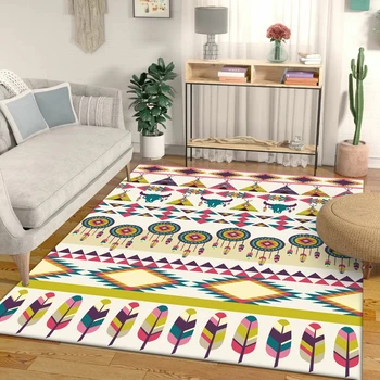 

Bohemian Style Carpets Living Room Retro Persian Ethnic Printed Anti-Slip Kilim Bedroom Bedside Floor Mat Home Decor Area Rugs