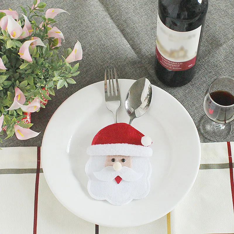 6 шт./компл. Санта Клаус Снеговик Форма мешочки для ножей De Noel стола аксессуары Рождественский Семья сбор орнамент год