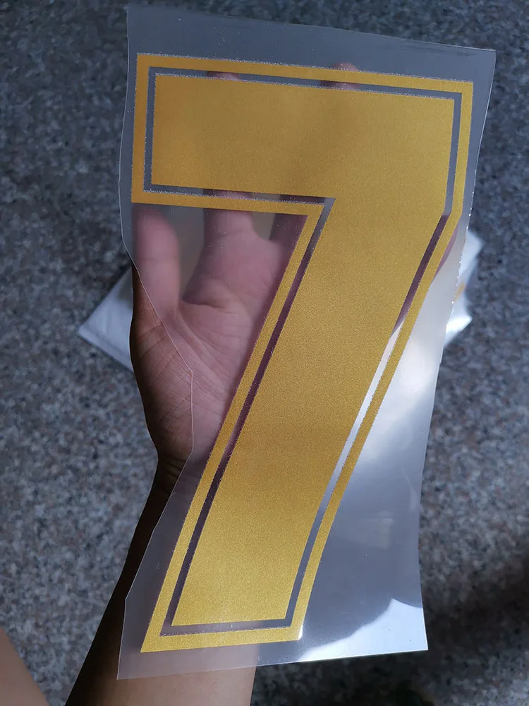 22cm-7 Glod цифры 0-9 термонаклейки 22см \ 8см \ 5 см название Спортивная тканевая наклейка Горячая теплопередача DIY термоклейкие для одежды сумка обувь - Цвет: 22cm-7
