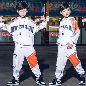 

Jazz Dance Costumes For Kids Street Dance Stage Outfit Boys HipHop Suit Performance/Practice Clothes Catwalk Show Wear VO140