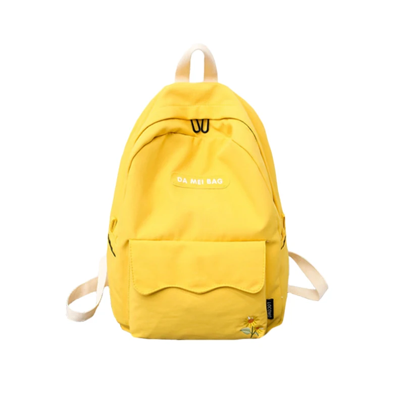 Женская сумка, рюкзак для путешествий, повседневный стиль, вышивка подсолнухом, школьный рюкзак чистого цвета, студенческие сумки для
