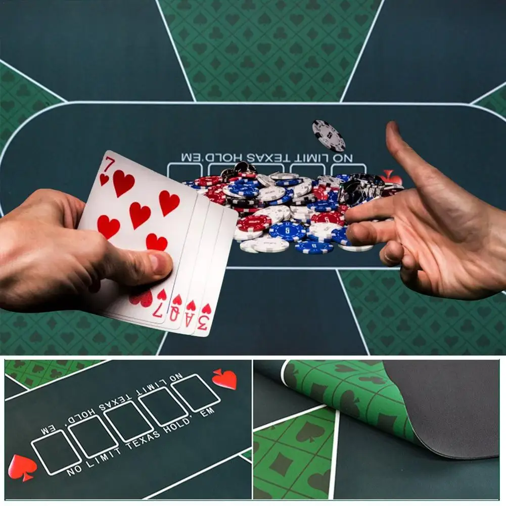 Tapis De Jeu De Carte Poker Pliante En Caoutchouc 180 X 90 Cm 10