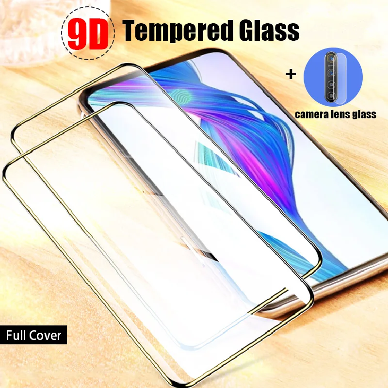 2 в 1 закаленное стекло для Realme X2 Pro C1 C2 полное покрытие Защитное объектива камеры