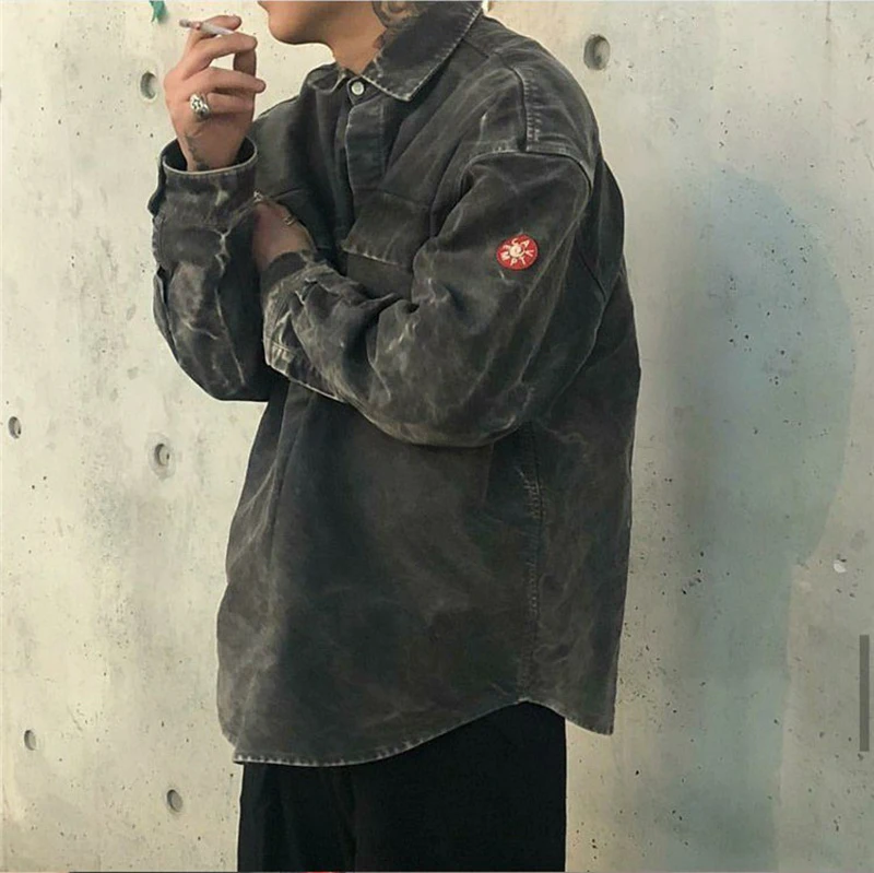 CE. Avempt серая рубашка с принтом Distressed High street fashion Мужская и женская Высококачественная теплая куртка CE куртка s m l xl