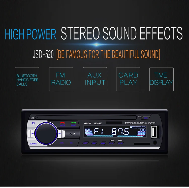 Авторадио 1 Din автомагнитола стерео 12 В Авто Аудио Стерео Bluetooth телефон AUX-IN MP3/FM/USB/1 пульт дистанционного управления