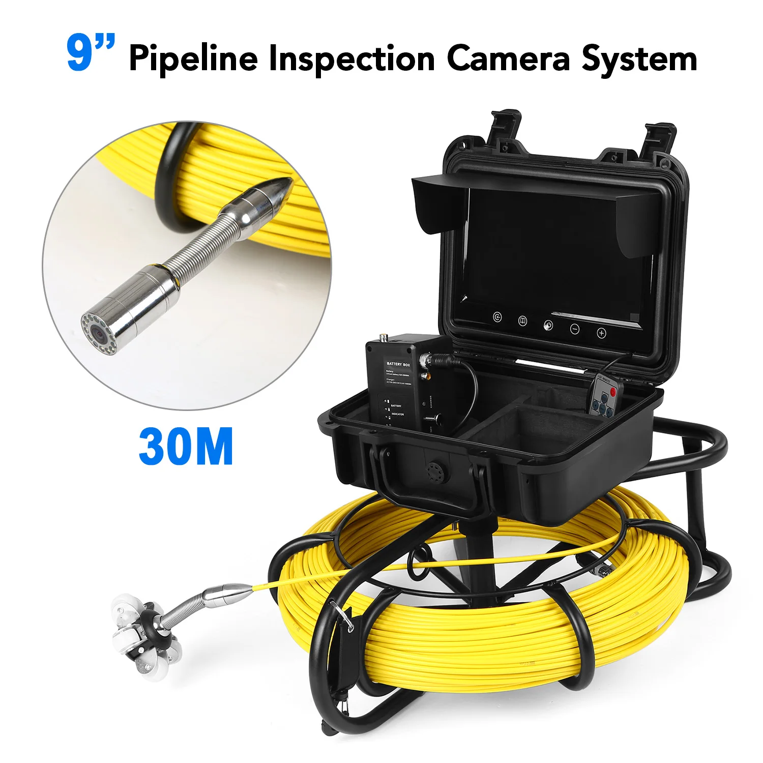 Cable Length 30M 9 дюймов 30 м/100 М камера для осмотра труб водосточная канализация трубопровод промышленный эндоскоп змеиная камера с метровой маркировкой - Цвет: Cable Length 30M