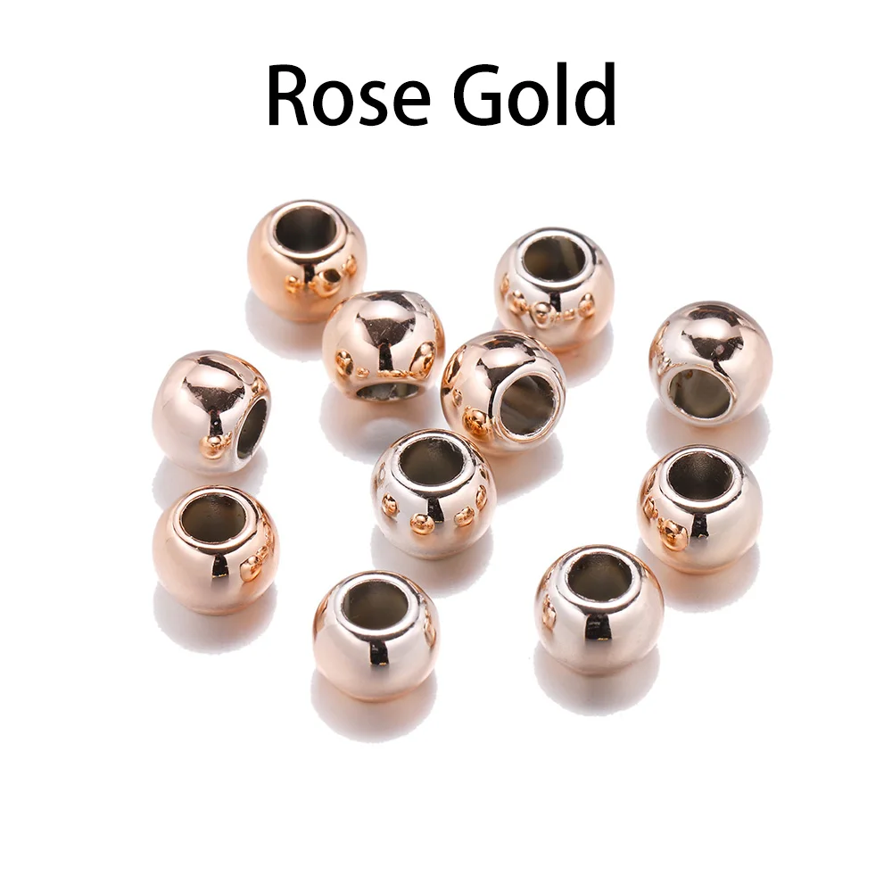 50-100pcs/lot 4 6 8 10 12 mm CCB Spacer Beads Gold Color Big Large Hole Beads For DIY Jewelry Making Accessories Wholesale