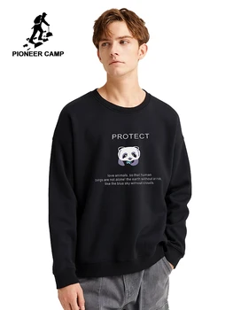 

Pioneer Camp Hoodies Men Panda Printed Black Gray O-neck Causal Thick Men‘s Sweatshirts AWY902452