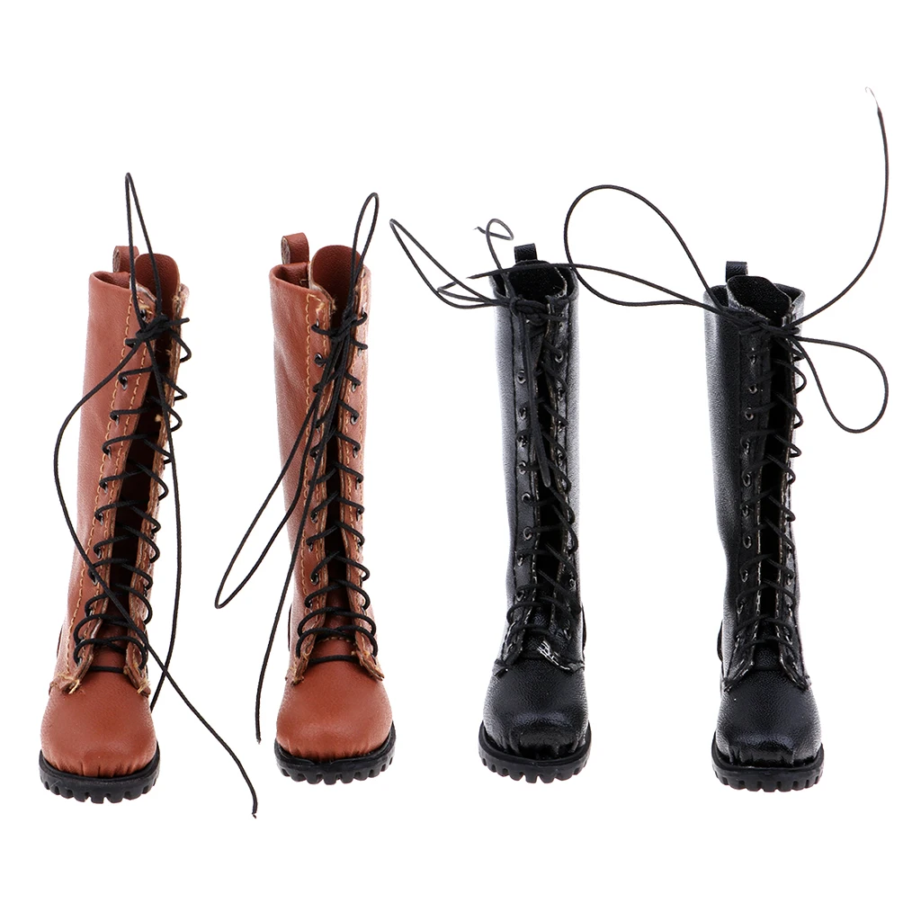 1:6 Scale PU Leather Boots Men Shoes for 12