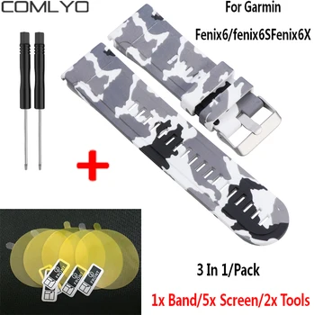 

3 In1 COMLYO Leather Wrist Band For Garmin Fenix Watch Strap Easy Fit Smart Bracelet Wrist For Garmin Fenix 6X 6 6S Screen Film