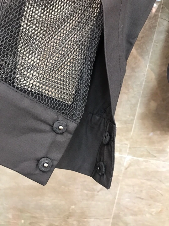Early Autumn New Woman Irregular Neck Pure Decorative Mesh Yarn Perspective Long Sleeve Topcoat 1008