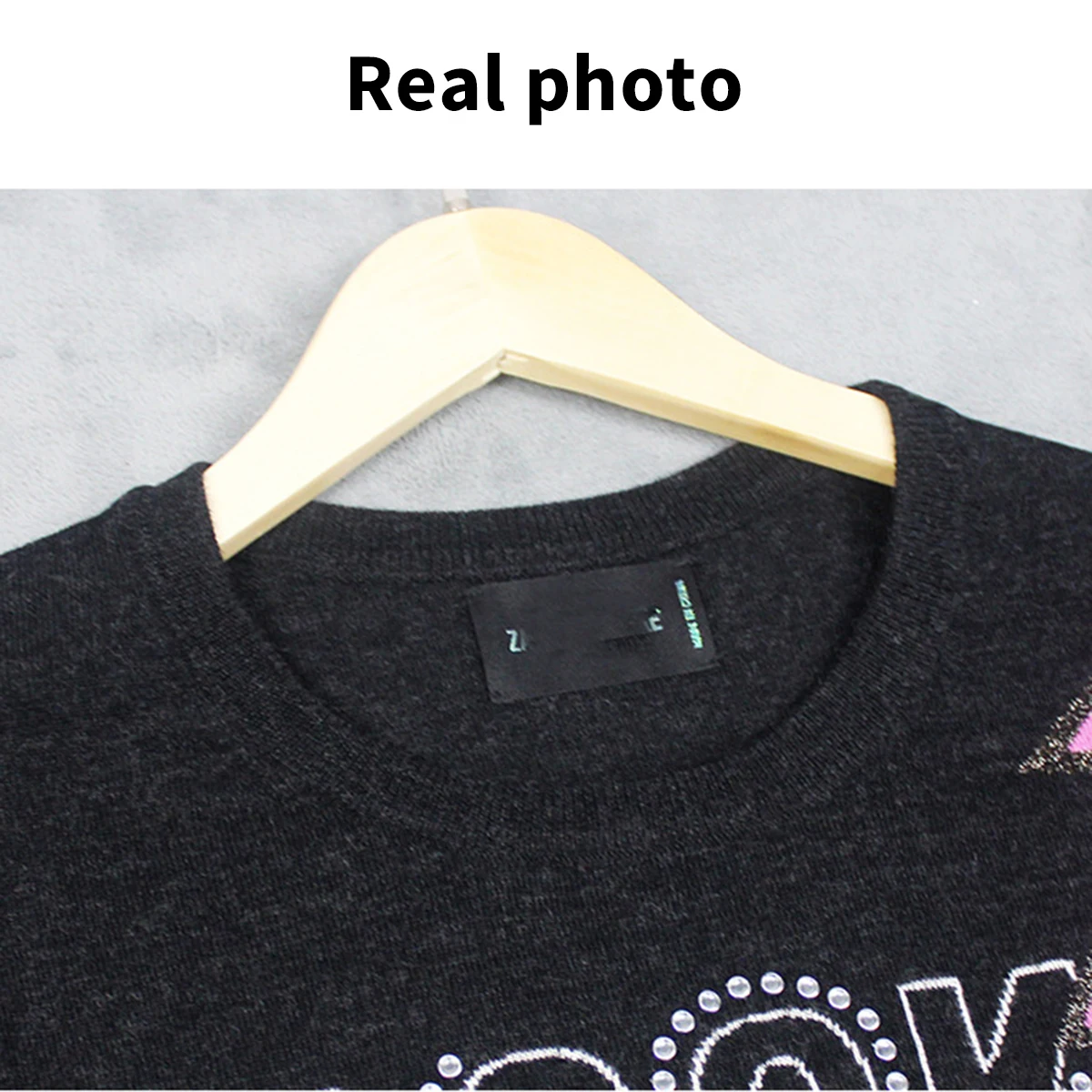 Beading Letter Graphic Sweater Women Autumn Winter