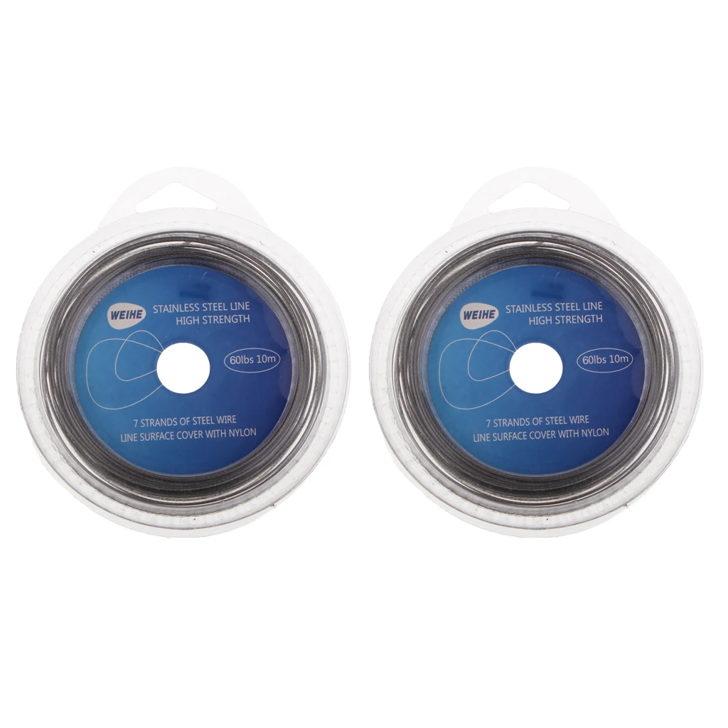 2 Rolls 10m 60LB Fishing Line Wire Leader Nylon Coated Stainless Steel Leader Wire Fishing Accessories Dropshipping